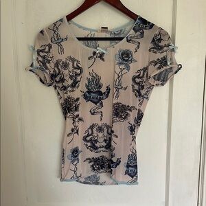 Roberto Cavalli Sheer Tattoo Top